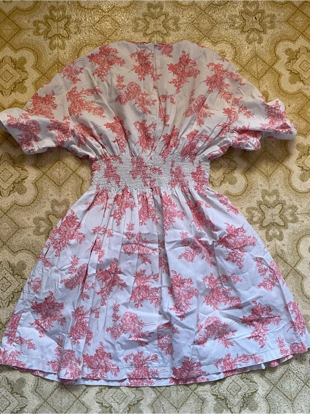 C’era una Volta Girls Pink Floral Toile Smocked Dress Size 8